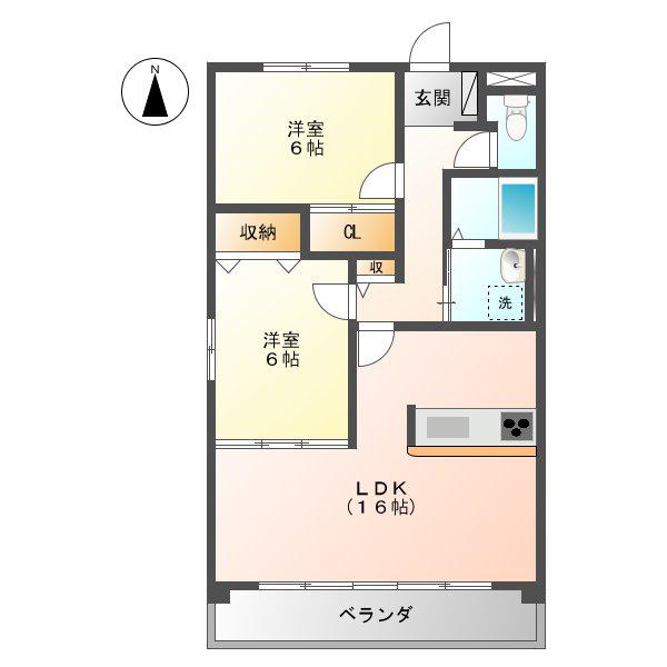 マイノリックM(2LDK/2階)の間取り写真