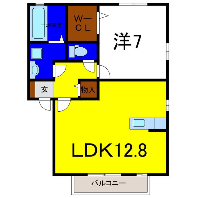 ウィルコートC(1LDK/2階)の間取り写真