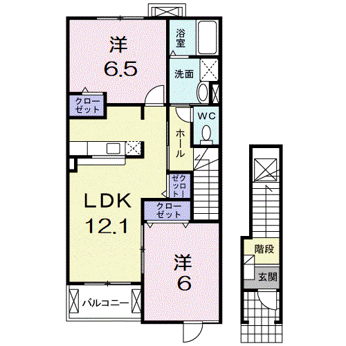 コーポ勢多V番館(2LDK/2階)の間取り写真