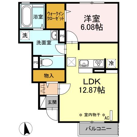 サンハウス梅津(1LDK/1階)の間取り写真