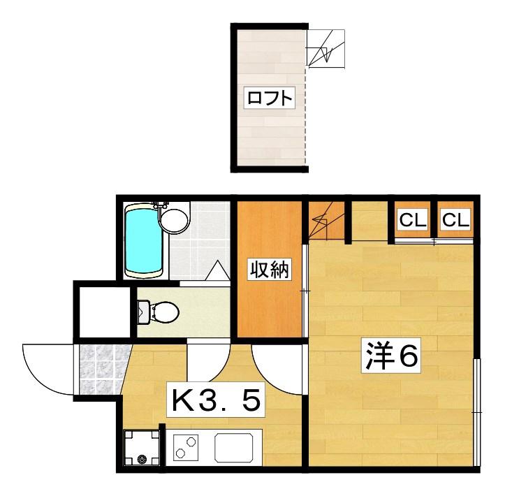 RITZ香里園(1K/2階)の間取り写真