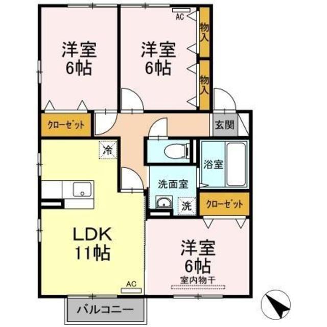 リュージュC棟(3LDK/2階)の間取り写真