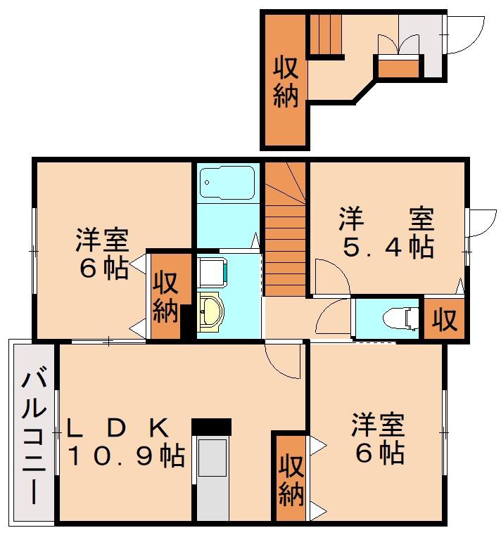 ヴァンティアン中の原D棟(3LDK/2階)の間取り写真