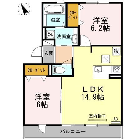 ステラコートIII(2LDK/1階)の間取り写真