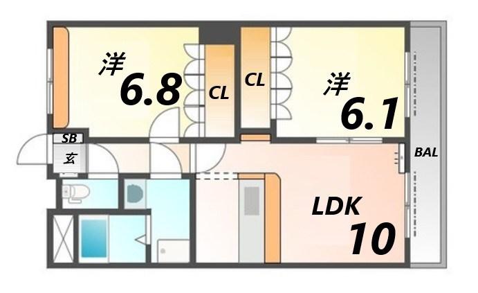 プランドール(2LDK/1階)の間取り写真
