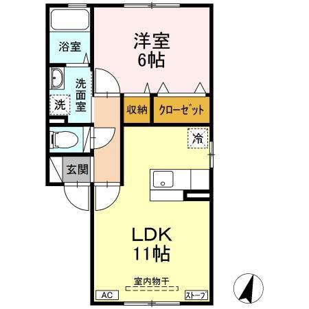 ドルチェグランモア(1LDK/2階)の間取り写真