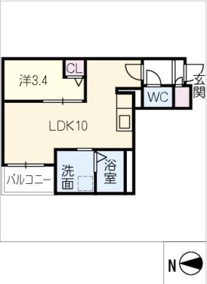 JACK KAMIYAMA I(1LDK/1階)の間取り写真