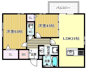 ゾンネ玉川(2LDK/2階)の間取り写真