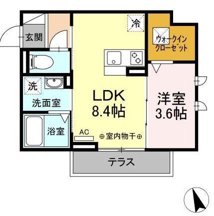アベニュー有玉(1LDK/1階)の間取り写真