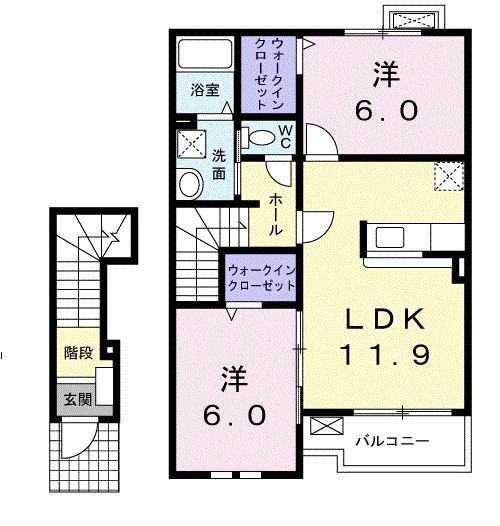 アルモニー(2LDK/2階)の間取り写真