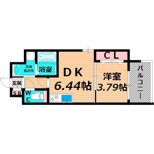 グランステディ城東中央(1DK/5階)の間取り写真