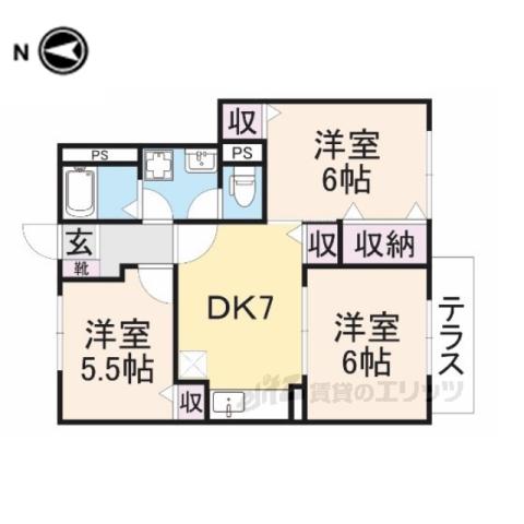 ベルアビタシオンⅡ(3DK/1階)の間取り写真