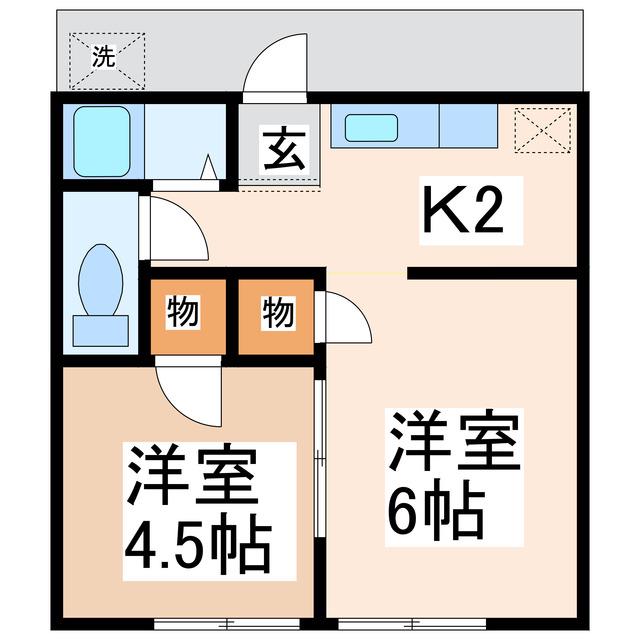 八王寺フレンドハイツ飛鳥(2K/3階)の間取り写真