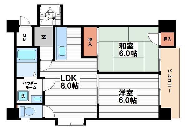 第3桃井ビル(2LDK/4階)の間取り写真