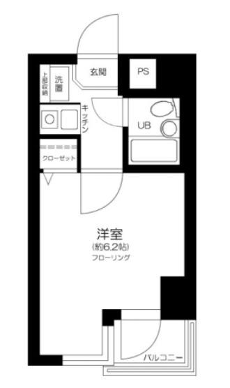 フェルテロアール祐天寺(1K/4階)の間取り写真