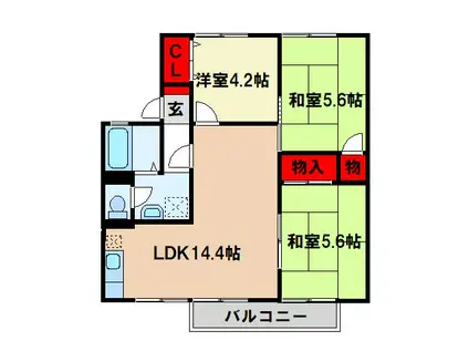 セジュールウィング(3LDK/2階)の間取り写真