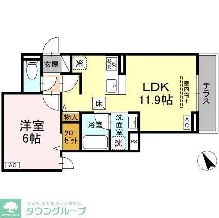 セレスティア桜上水(1LDK/1階)の間取り写真
