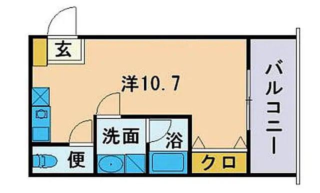 シティルーム友丘(ワンルーム/1階)の間取り写真