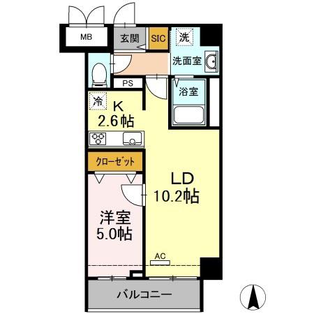 メゾン・ド・シルキー(1LDK/2階)の間取り写真