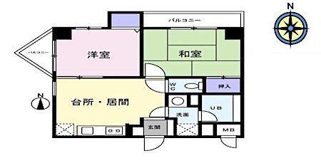 エレグランセ学芸大(2DK/2階)の間取り写真
