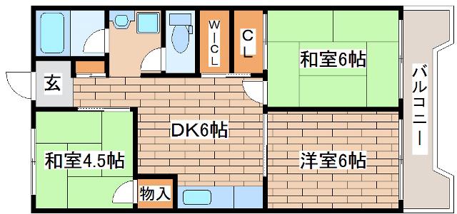 ビレッジハウス港島タワー(3DK/7階)の間取り写真