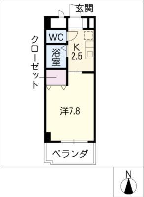びぃ6植田(1K/10階)の間取り写真