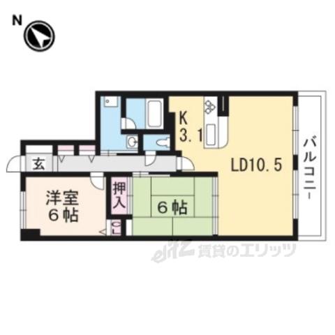 グランドメゾン修学院1番館(2LDK/2階)の間取り写真