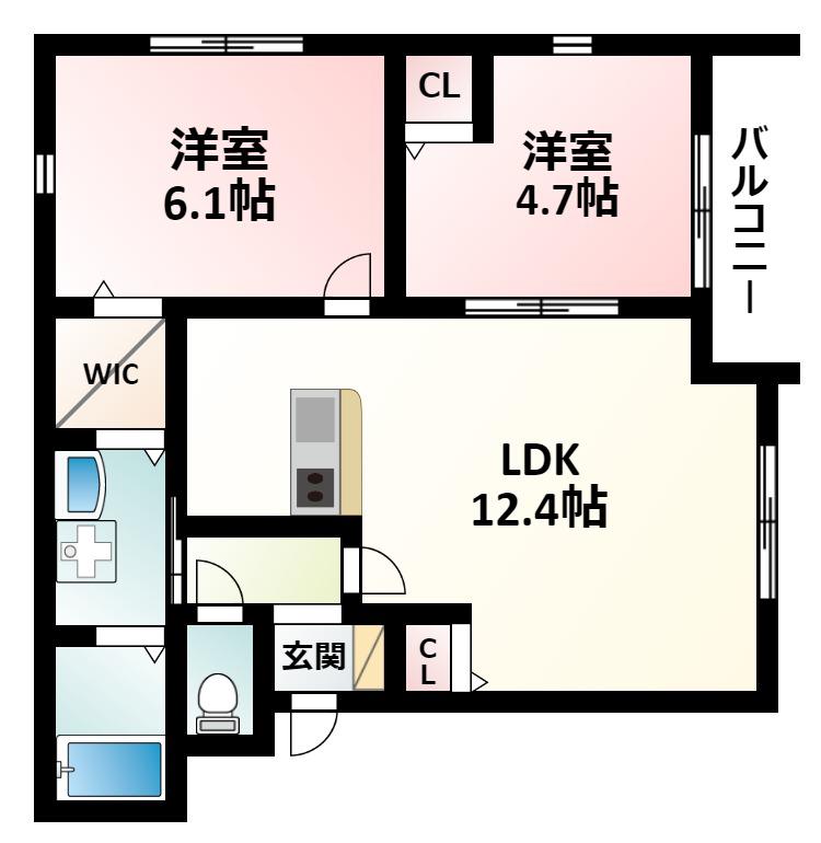 ル・クレール垂水II(2LDK/3階)の間取り写真
