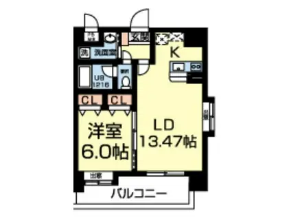 フルール南熊本(1LDK/8階)の間取り写真