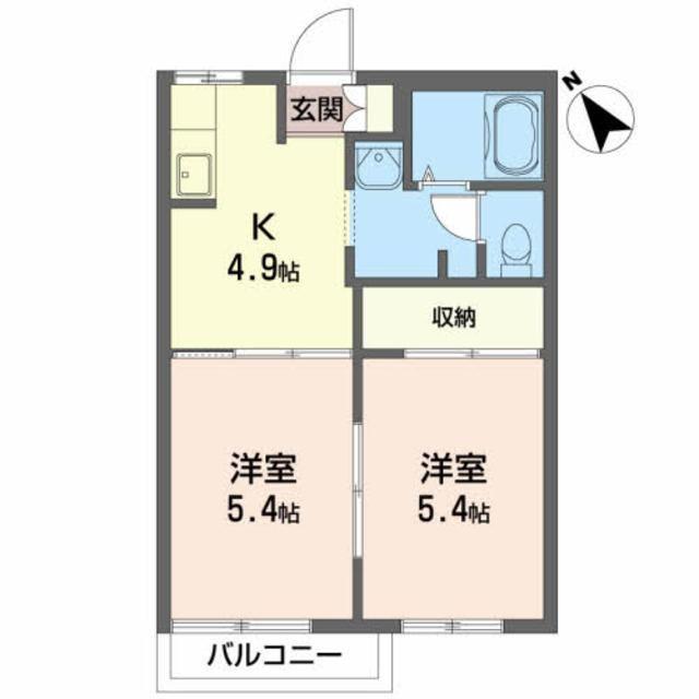 ディアス上堂D(2K/2階)の間取り写真