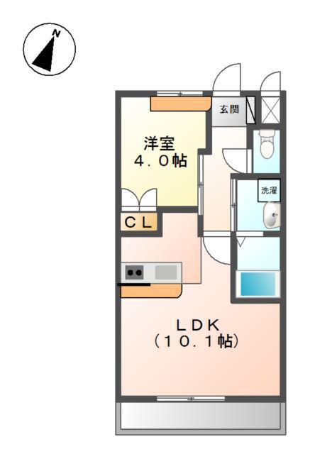 フローラルコート(1LDK/1階)の間取り写真