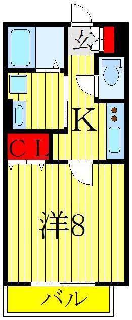 アファン(1K/2階)の間取り写真