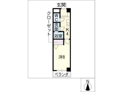 パステル黒川(1K/3階)の間取り写真