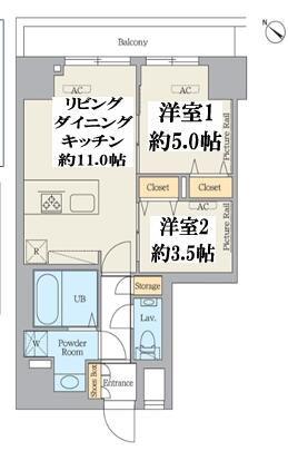 クレストコート江古田(2LDK/4階)の間取り写真