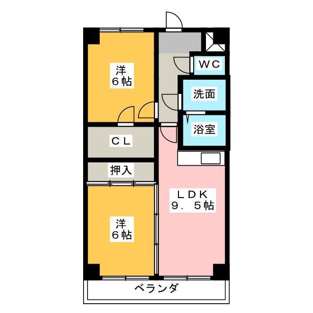 ライラック(2LDK/2階)の間取り写真