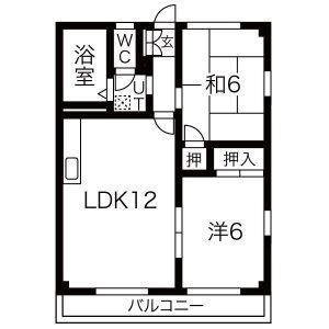 エスポア三好(2LDK/3階)の間取り写真