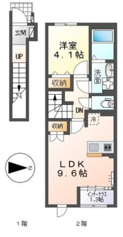 スターテラス中畝(1LDK/2階)の間取り写真