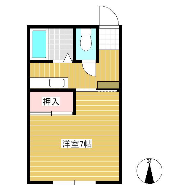 コーポ西ノ竹(1K/1階)の間取り写真