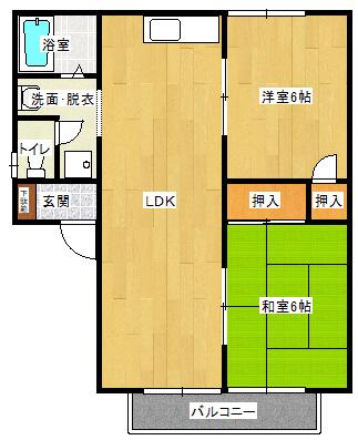 エステートマキ(2LDK/2階)の間取り写真