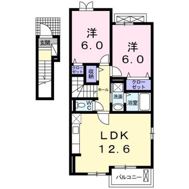 レグルス レオン I(2LDK/2階)の間取り写真