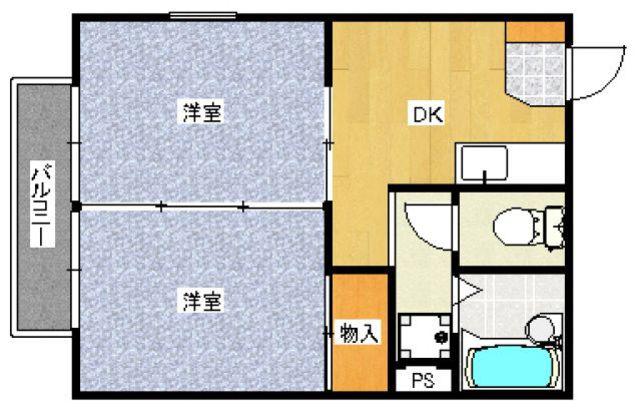 ボナール一の谷(2DK/2階)の間取り写真
