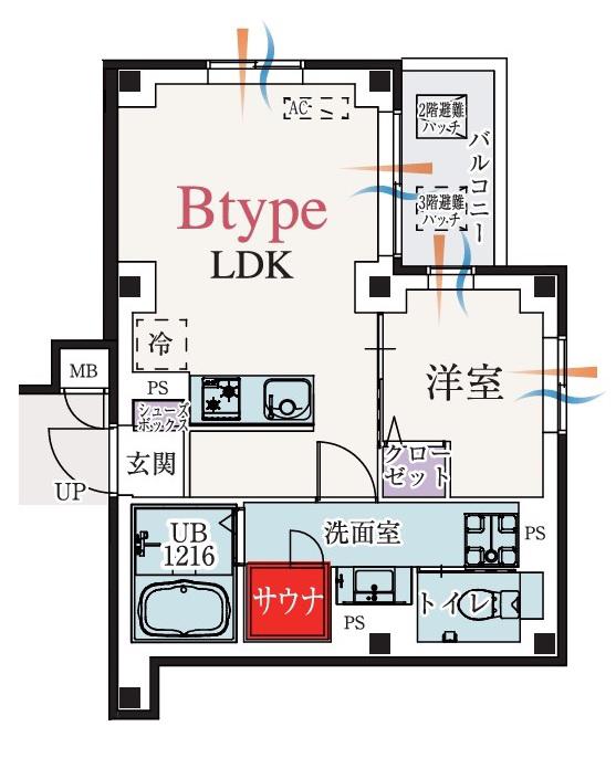 BCASA東伏見(1LDK/1階)の間取り写真