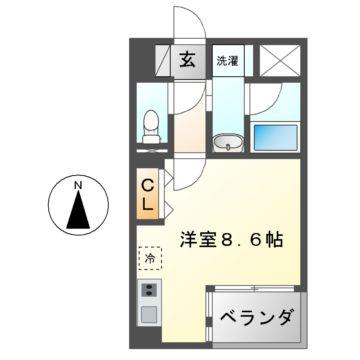 CITY SPIRE 名古屋大須(ワンルーム/9階)の間取り写真