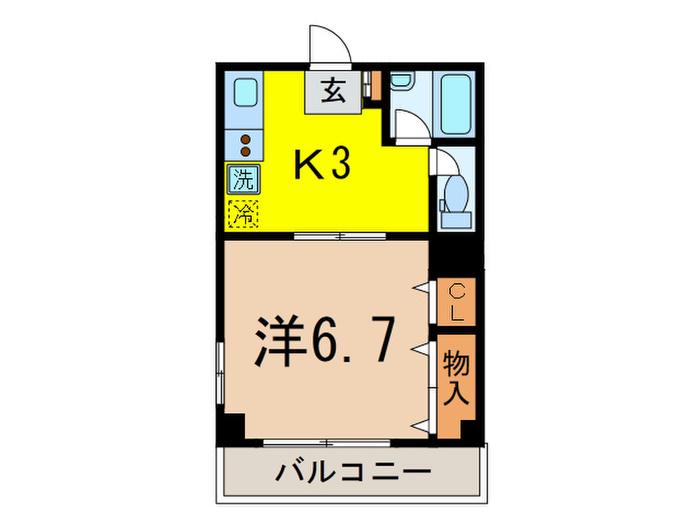 東幸ハイツ(1K/6階)の間取り写真