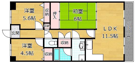 パークコート桜丘(3LDK/1階)の間取り写真