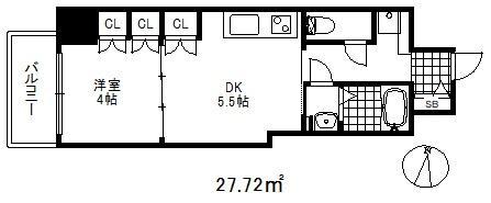神戸元町ノア(1DK/2階)の間取り写真