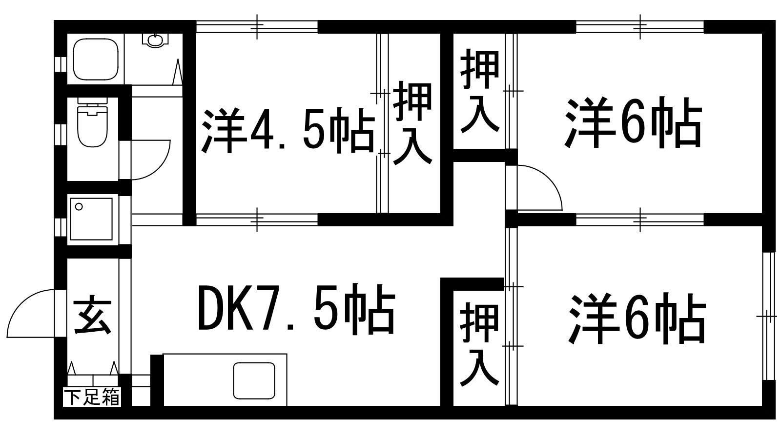 マンション雲雀丘(3DK/3階)の間取り写真