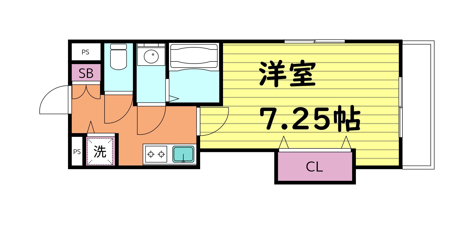 LUXE深江橋(1K/2階)の間取り写真