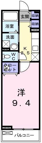 プラシード手柄II(1K/2階)の間取り写真