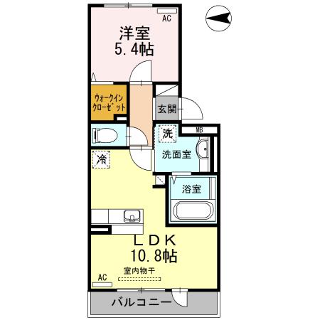 ルミエール長嶺(1LDK/2階)の間取り写真